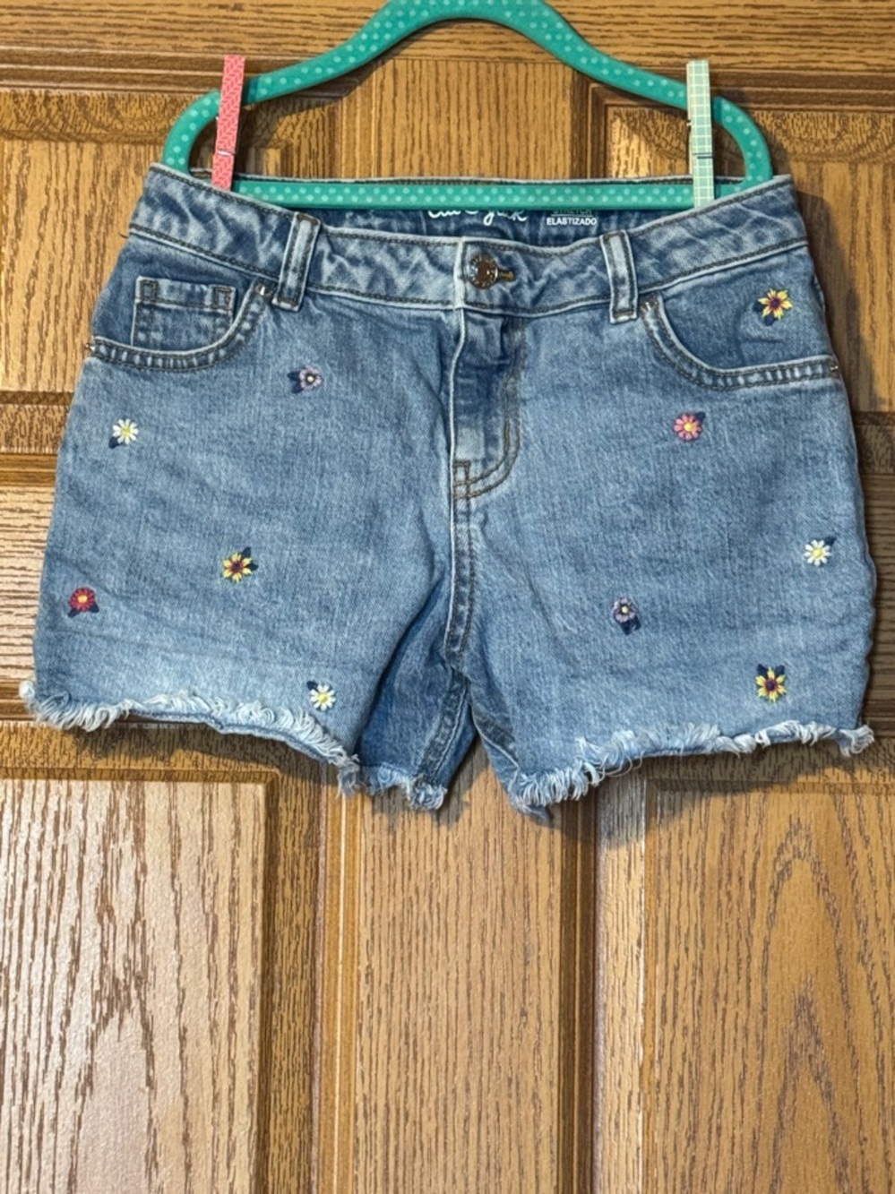 Cat & Jack Light Blue Denim Floral Embroidered Shorts
